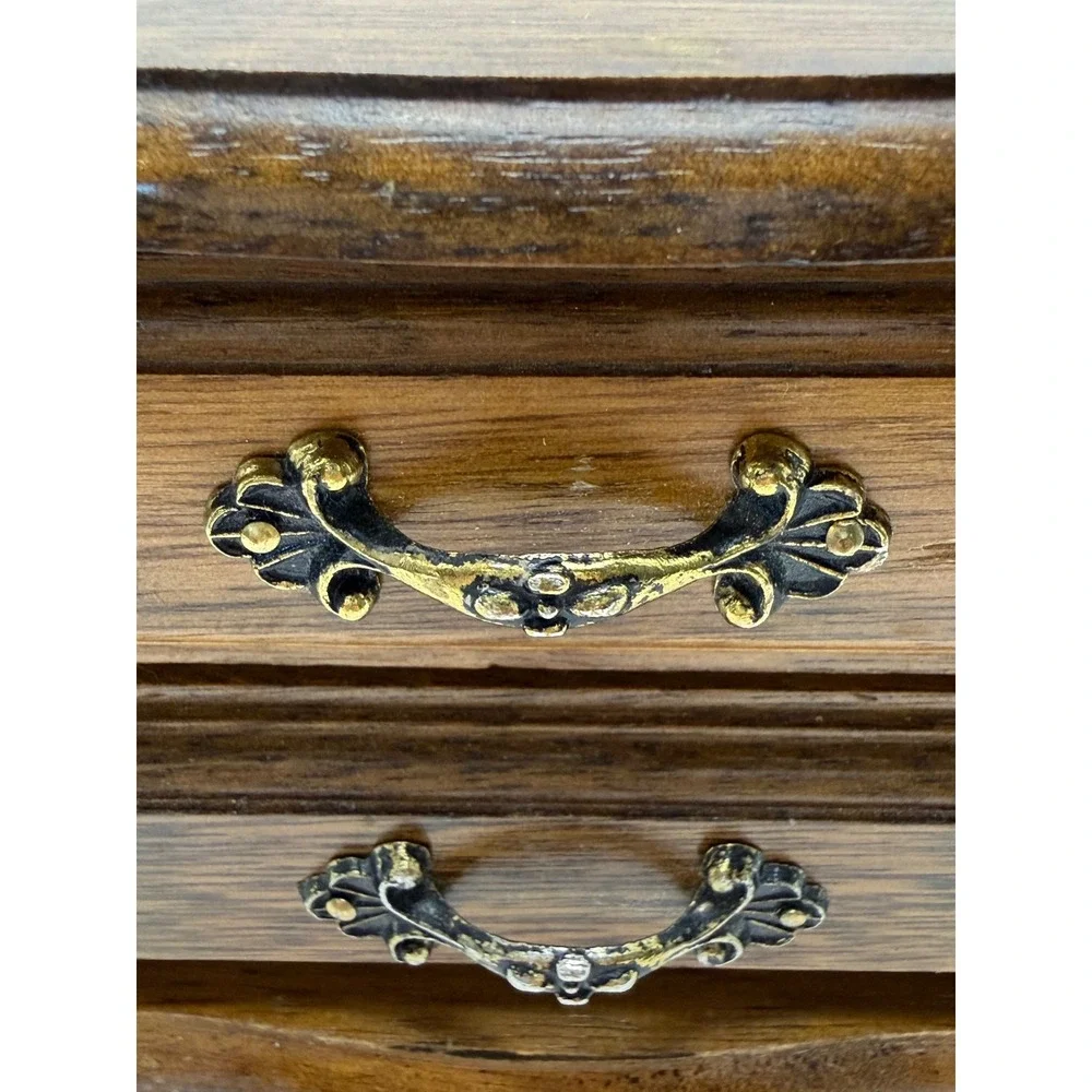 Centurion Vintage Wooden Jewelry Box Mirror Mustard Yellow Velvet Ring Drawer